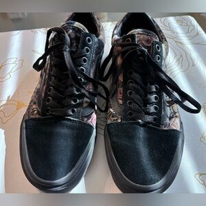 Vans old skool floral rose blossom black velvet